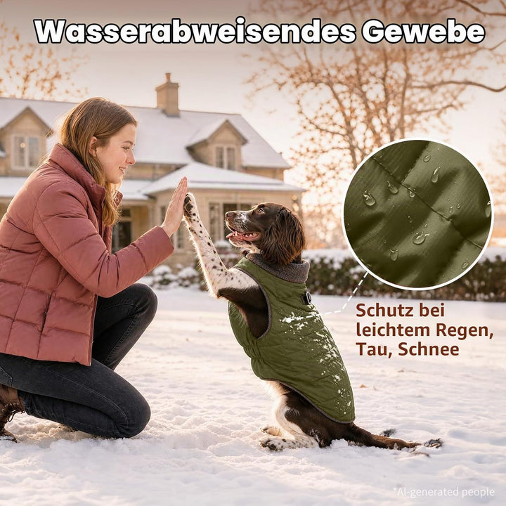 Warmer Fleece-Hundemantel mit strapazierfähigem Geschirr mit D-Ring, wasserdichte Welpenjacke für kl