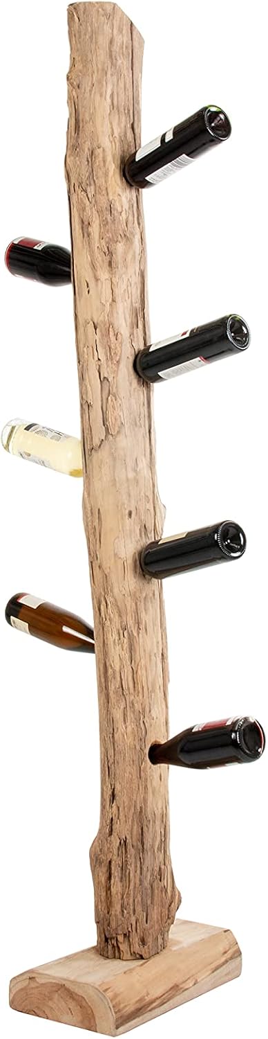 SAM Weinflaschenhalter Laval aus Teakholz, naturbelassen, Flaschenständer aus Massivholz, Weinhalter