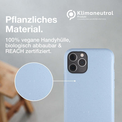 Woodcessories - Antibakterielle Bio Hülle kompatibel mit iPhone 11 Pro Hülle hellblau - Plastikfrei,