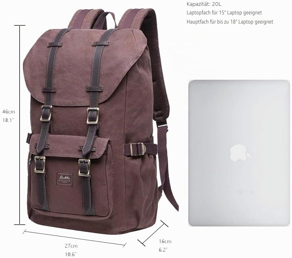 KAUKKO Unisex Ep5 Rucksack 45 x 27 x 17cm (HxBxT) Kaffee -1, 45 x 27 x 17cm (HxBxT) Kaffee -1