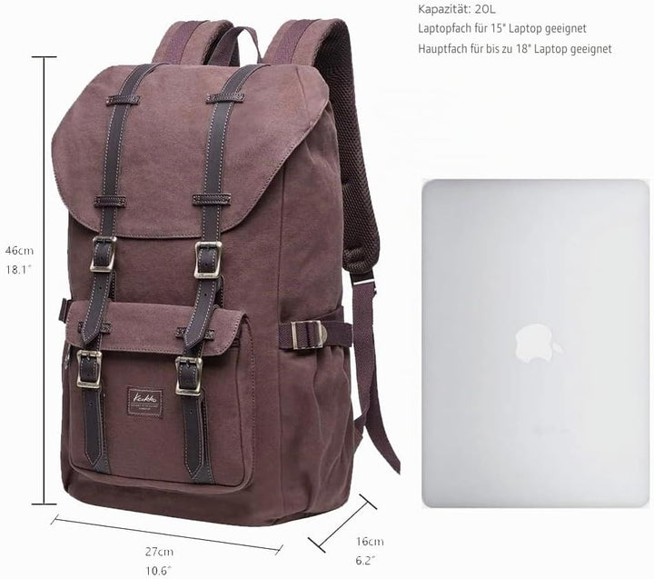 KAUKKO Unisex Ep5 Rucksack 45 x 27 x 17cm (HxBxT) Kaffee -1, 45 x 27 x 17cm (HxBxT) Kaffee -1