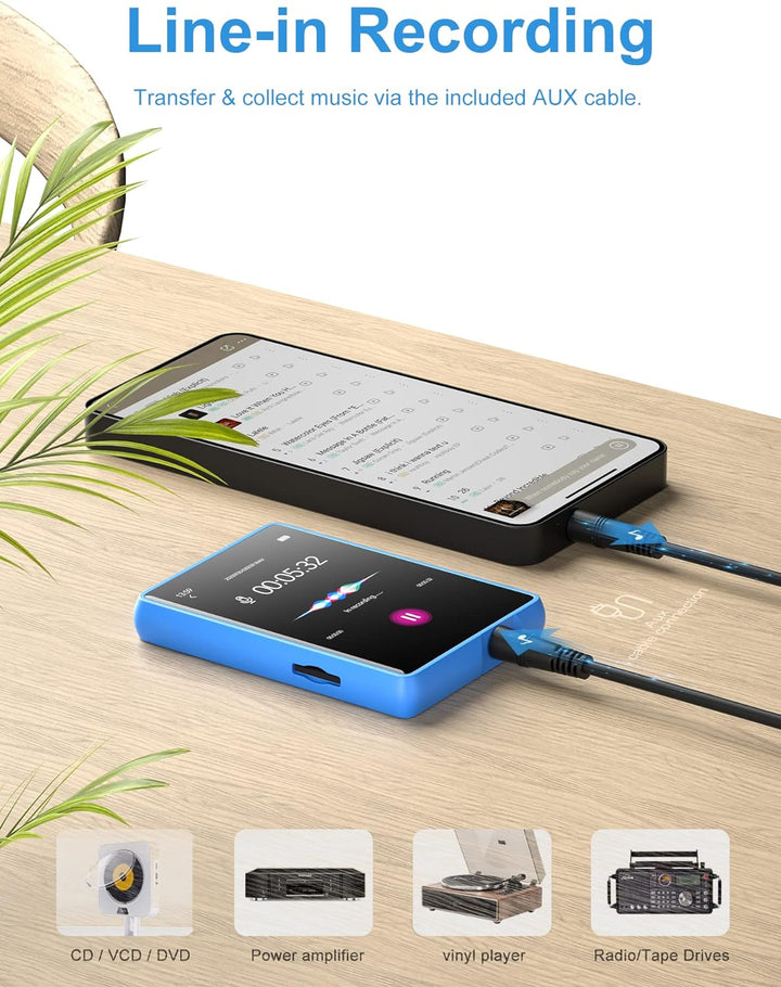 32GB MP3 Player Bluetooth 5.0 MECHEN 2,4'' Touchscreen Tragbarer MP3-Player zum Laufen mit Line-in-A