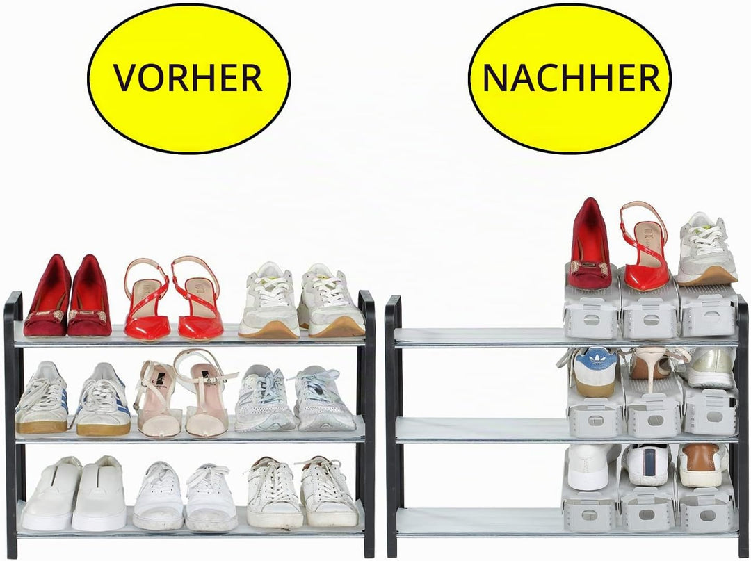30 x Verstellbarer Schuhregal Schuhstapler schuhaufbewahrung Schuhorganizer Schuhhalter Farbe: Weiss