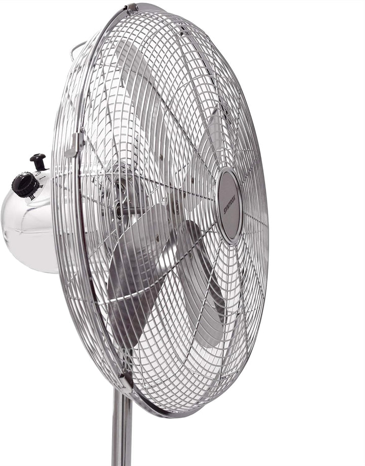 Syntrox Germany SVT-50W Chrome Retro Ventilator mit Oszillation Axialventilator Standventilator Wind