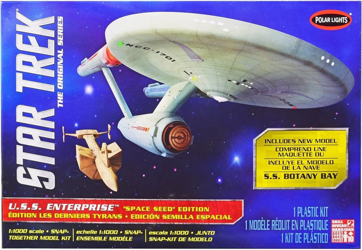 Round2 POL908/12 1/1000 Star Trek TOS USS Enterprise Space Seed Edition Plastikmodellbausatz, Modell