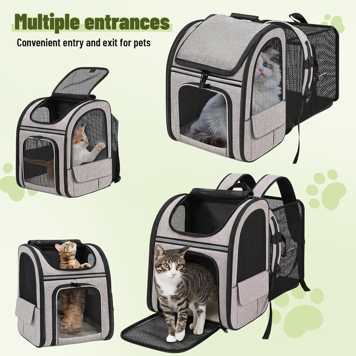Hunderucksack Erweiterbar - Hunderucksack Bis 8kg, Faltbare Katzen Rucksack für Katzen Hunde mit Inn