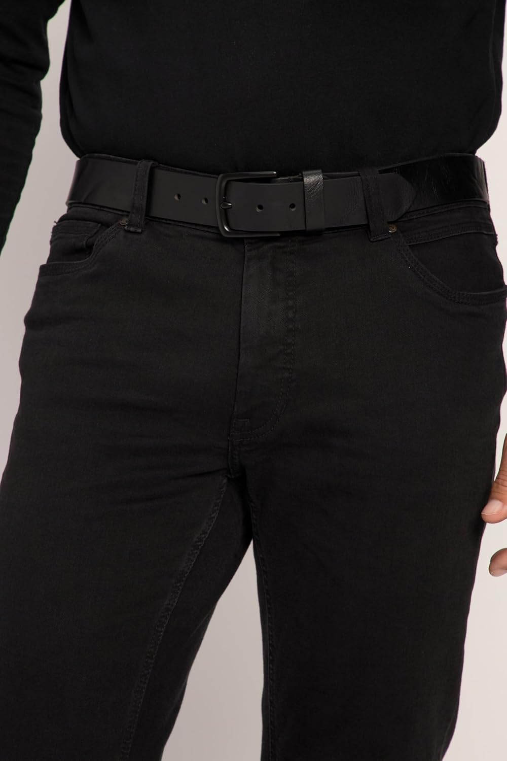 JP 1880 Herren grosse Grössen Übergrössen Menswear L-8XL Leder-Gürtel, Metall-Schliesse, 4cm breit,