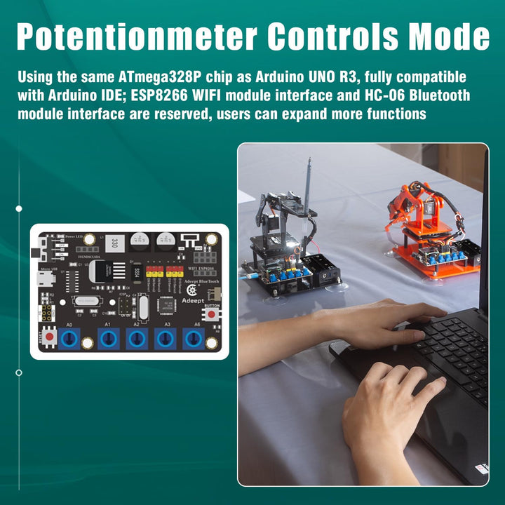 Adeept 5-DOF Roboterarm-Kit 5Achsen-Roboter, kompatibel mit Arduino IDE, programmierbar, DIY-Codieru