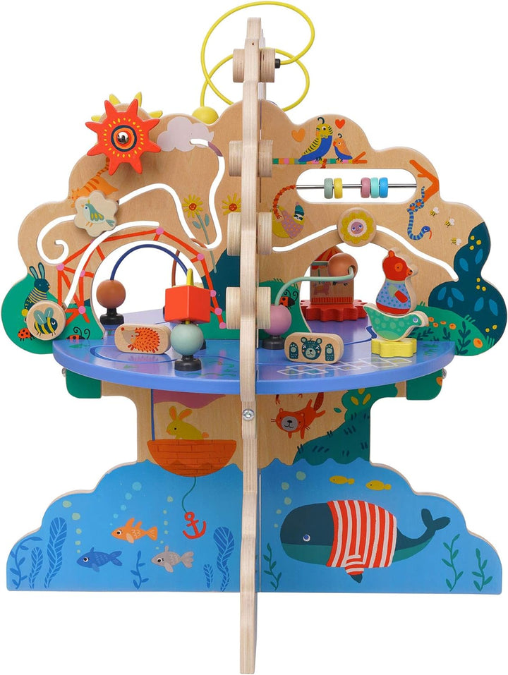 Manhattan Toy 160810 Playground Adventure Spielplatz-Abenteuer-Aktivitätszentrum aus Holz mit Segelf