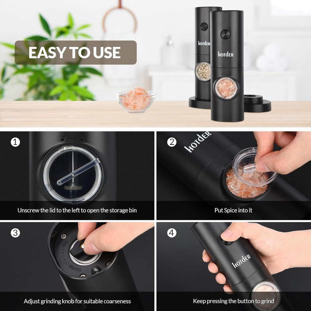 Salz und Pfeffermühlen Elektrische 2er Set, Gewürzmühlen Batteriebetrieb Pfeffermühle Elektrische sa
