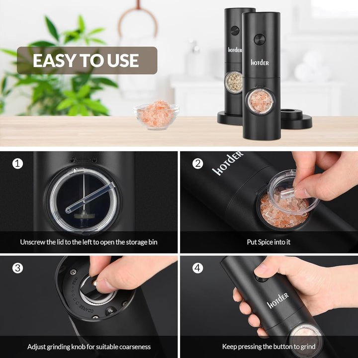 Salz und Pfeffermühlen Elektrische 2er Set, Gewürzmühlen Batteriebetrieb Pfeffermühle Elektrische sa