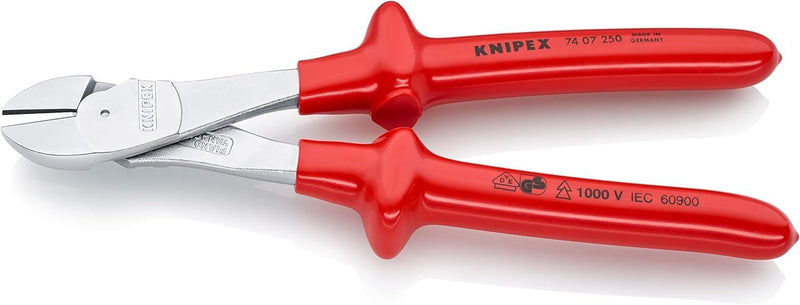 Knipex Kraft-Seitenschneider verchromt, tauchisoliert, VDE-geprüft 250 mm 74 07 250 verchromt 250 mm