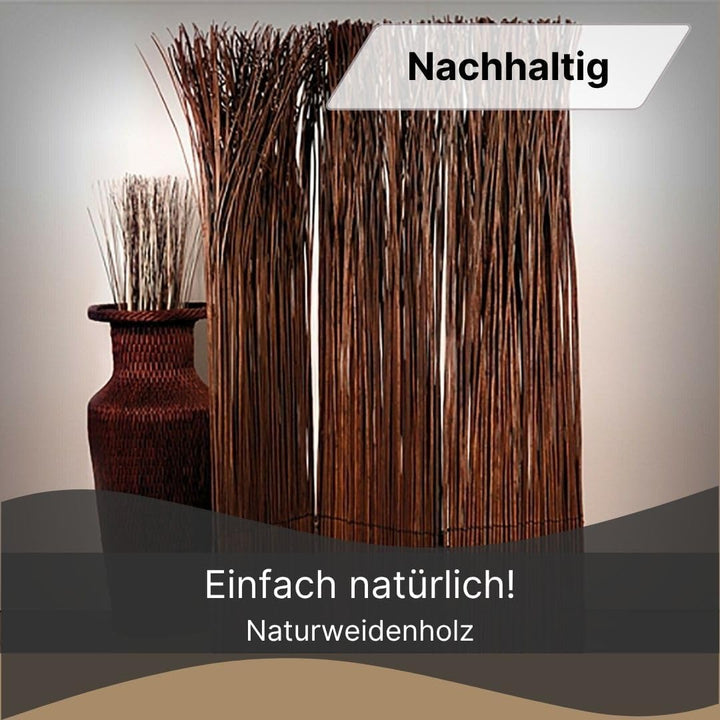 Design RAUMTEILER Nature | 160x120 cm (LxB), Weidenholz, braun | Raumtrenner, Trennwand, Paravent, B