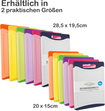 MaxxGoods Kunststoff Schneidebrett Set 6-tlg. - 28,5 x 19,5 cm - antibakteriell - spülmaschinenfest