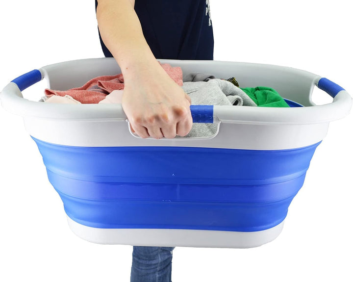 SAMMART faltbarer Wäschekorb aus Kunststoff, 40 l, zusammenklappbarer Pop-Up-Aufbewahrungsbehälter/O
