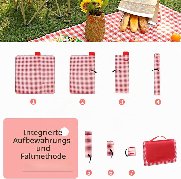wasserdichte Picknickdecke 200x200 cm Oxford (Rot) | thermal protection, anti dirt surface, quick fo