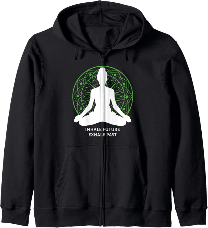 Inhale Exhale Zukunft Vergangenheit Meditation Spiritualität Kapuzenjacke