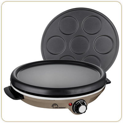 LITTLE BALANCE 8694 Crêpe-Pfanne Duo 1000 Muskatnuss, elektrische Crêpe und Pfannkuchen, 2 herausneh