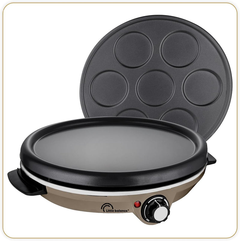 LITTLE BALANCE 8694 Crêpe-Pfanne Duo 1000 Muskatnuss, elektrische Crêpe und Pfannkuchen, 2 herausneh