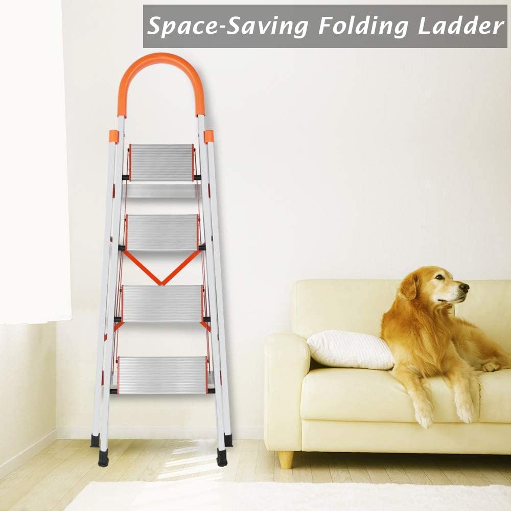 Leiter aus Aluminium, faltbar, 4 Stufen, Haushalts-Treppe