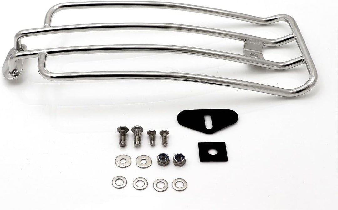 Gepäckträger Edelstahl poliert Silber kompatibel mit Hd Harley Davidson Softail Modellen z.B. Street