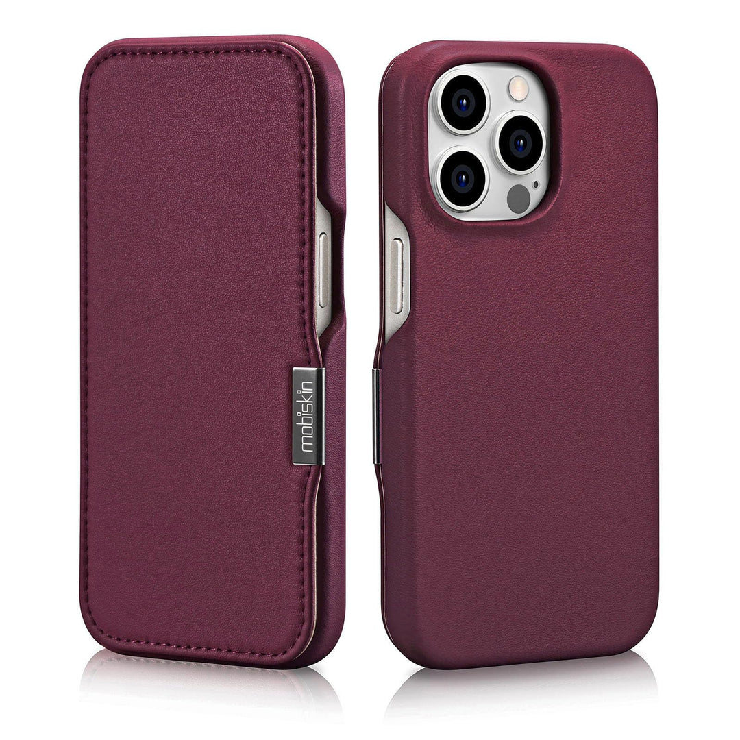 Mobiskin Hülle für iPhone 15 PRO (6,1 Zoll), Handyhülle mit Leder, Case kompatibel mit MagSafe, Schu