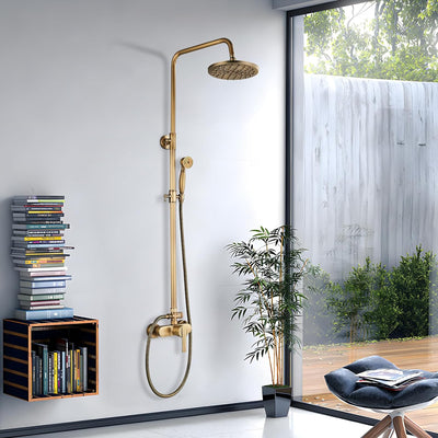 Rozin Antik Messing Duschsystem mit 8 Zoll Regendusche Duschkopf und Handbrause Einzelgriff Fertig a