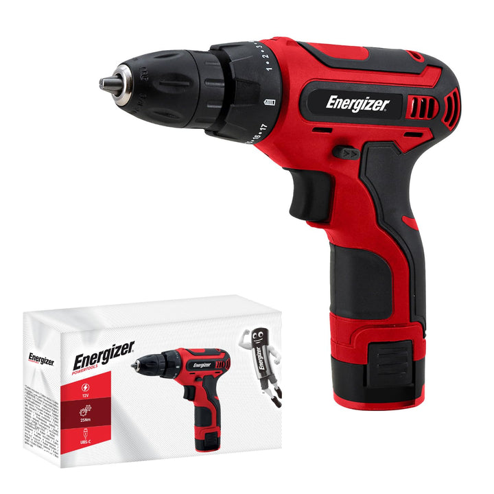 Energizer 12-V-Akkuschrauber – Eingebauter Akku – 25 Nm – 10-mm-Bohrfutter – 1,5 m USB-A/USB-C-Kabel