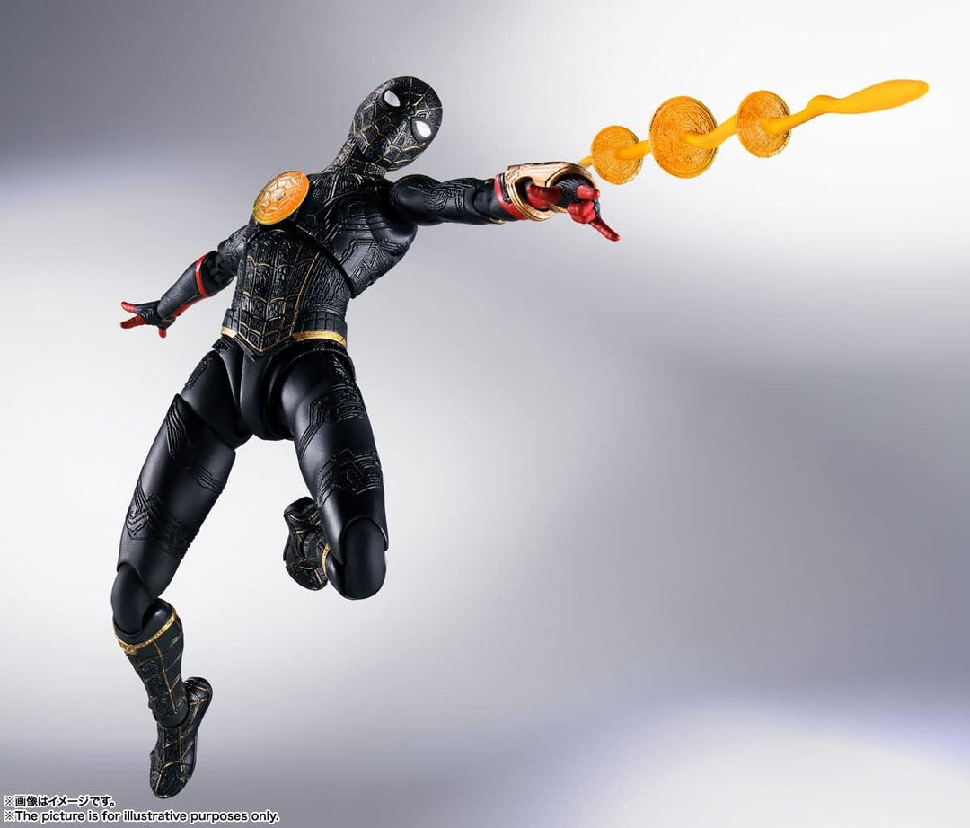 Abbildung S.H. Figuarts Spiderman Black and Gold Suit Special Set Spiderman No Way Home Marvel 15cm