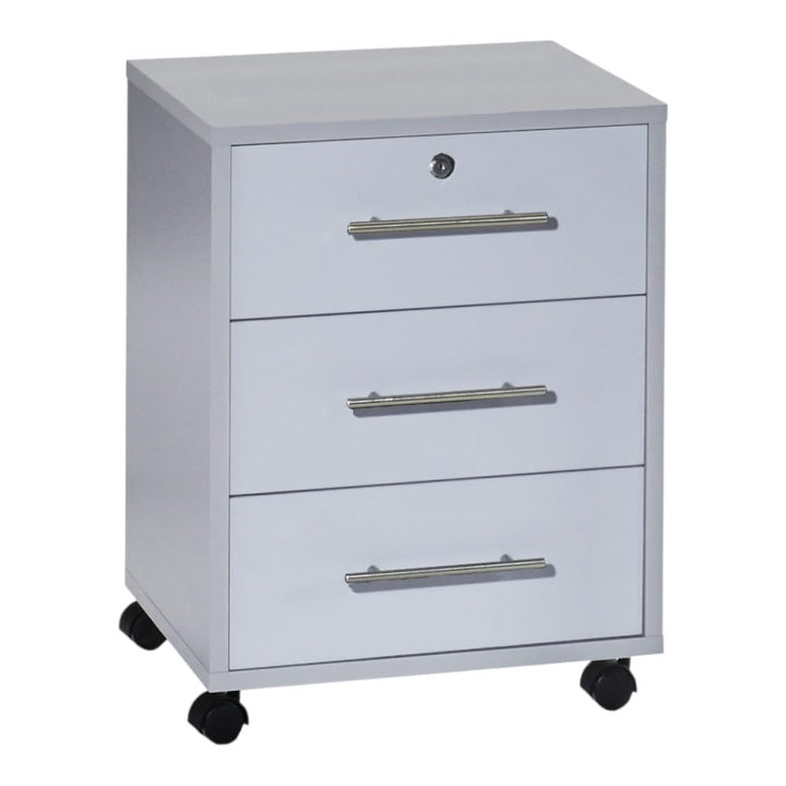 Rollcontainer TABOR Bürocontainer mobiler Aktenschrank Container mit Schubladen (lichtgrau/weiss mat