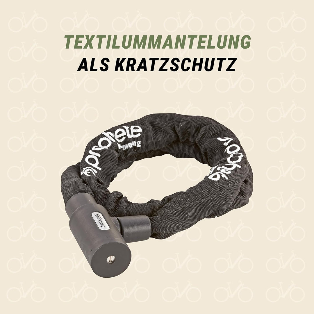 Prophete Fahrradschloss, robustes Kettenschloss, Länge 120 cm, Durchmesser 8 mm, inklusive 2 Schlüss