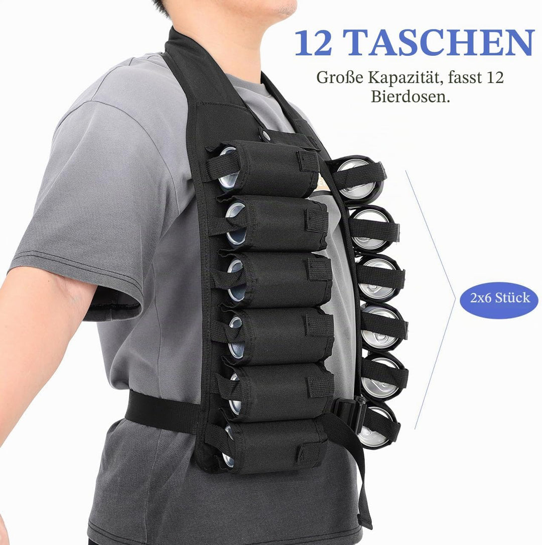 LIOOBO Biergürtel 12 Taschen Getränkeweste Getränkehalter für Outdoor Bergsteigen Klettern Camping R