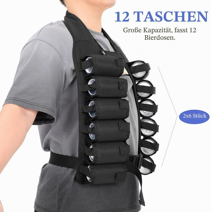LIOOBO Biergürtel 12 Taschen Getränkeweste Getränkehalter für Outdoor Bergsteigen Klettern Camping R