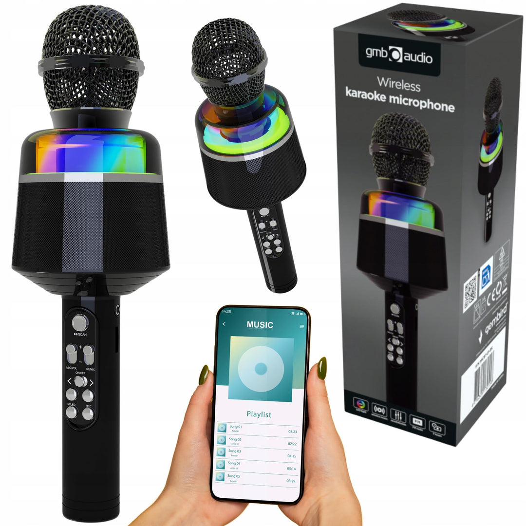 Gembird kabelloses Bluetooth Karaoke-Mikrofon - wiederaufladbar, ideal für Partys, Heimgebrauch und