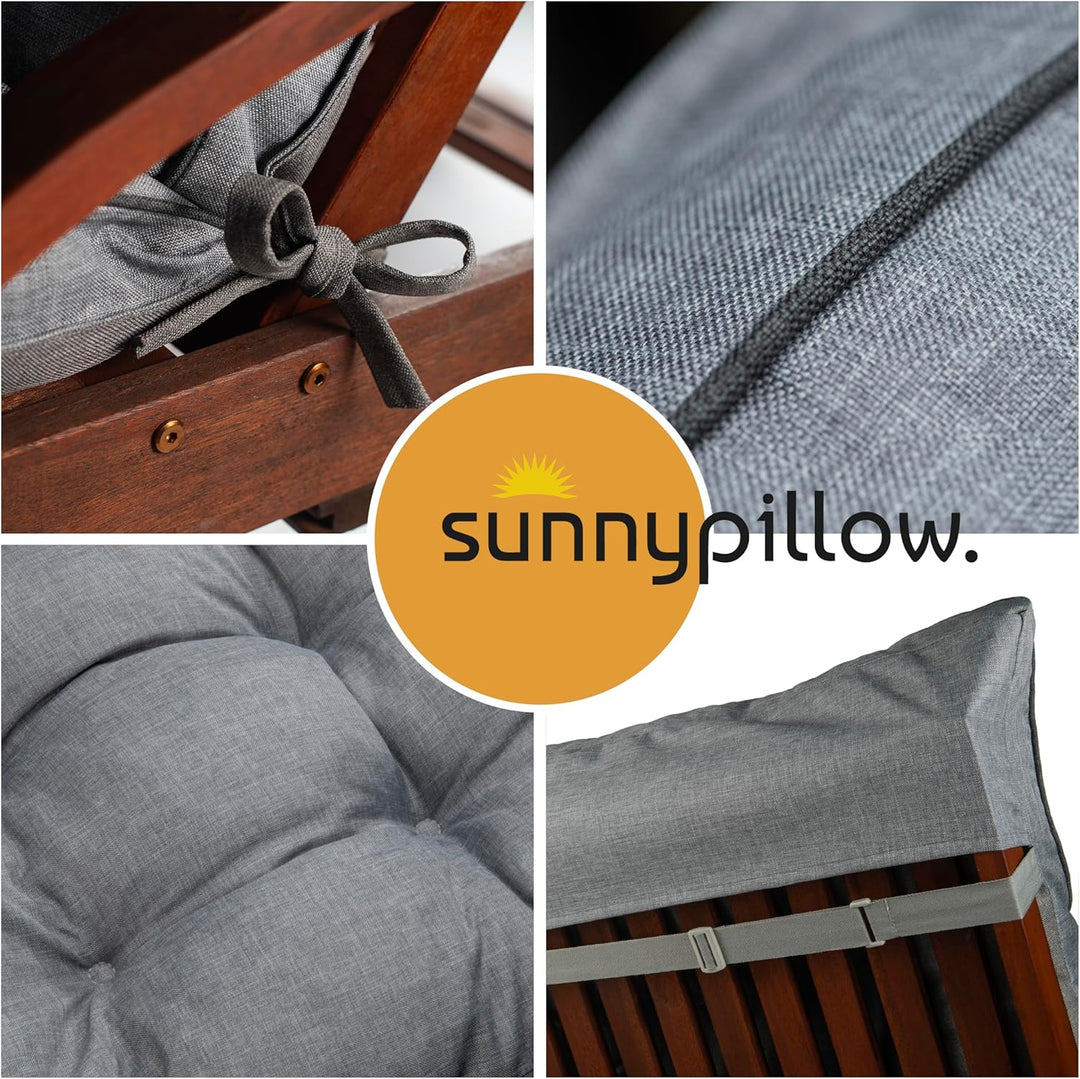 sunnypillow Liegenauflage 200 x 60 - Auflage für Gartenliege extra dick 13cm - Outdoor, wasserdicht,