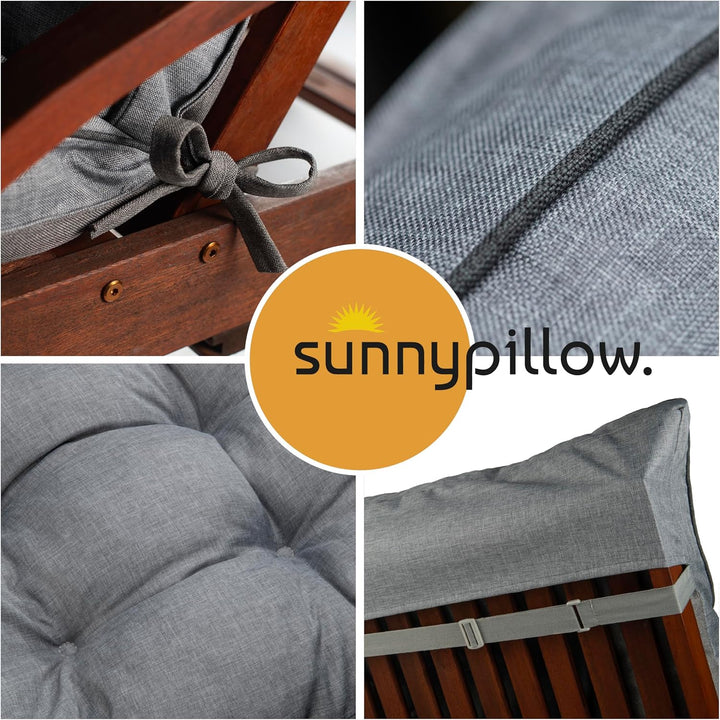 sunnypillow Liegenauflage 200 x 60 - Auflage für Gartenliege extra dick 13cm - Outdoor, wasserdicht,