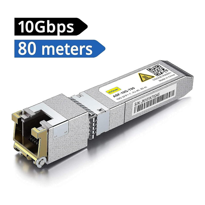 10Gtek 2-Stück 10Gtek 80-Meter 10G SFP+ auf RJ45 Modul, 10GBase-T Kupfer CAT.6a Transceiver Kompatib