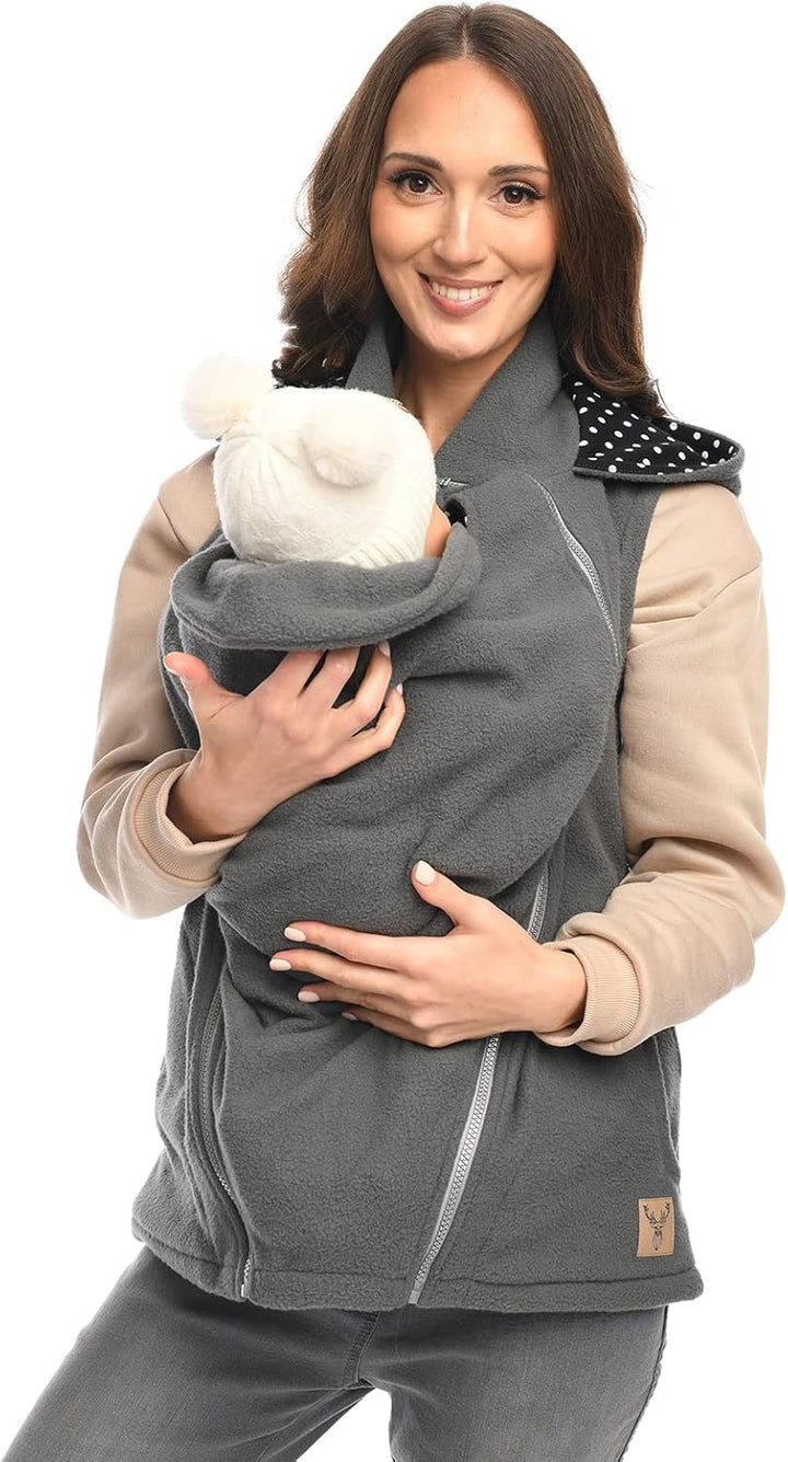 MijaCulture 3in1 ärmellos Trageweste Umstandspullover/für Tragetuch für Babytrage 4131 S Grau, S Gra