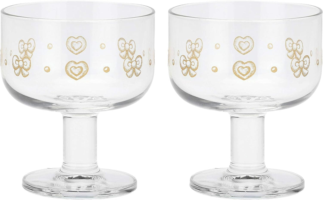 THUN 2er Set Mehrzweckschalen aus Glas mit kurzem Stiel Gold Icons
