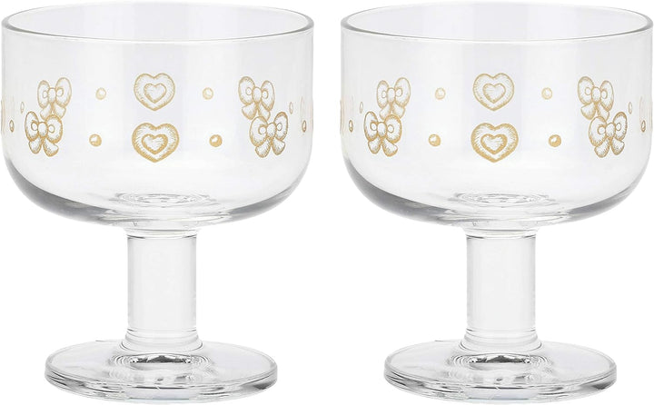 THUN 2er Set Mehrzweckschalen aus Glas mit kurzem Stiel Gold Icons