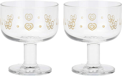 THUN 2er Set Mehrzweckschalen aus Glas mit kurzem Stiel Gold Icons