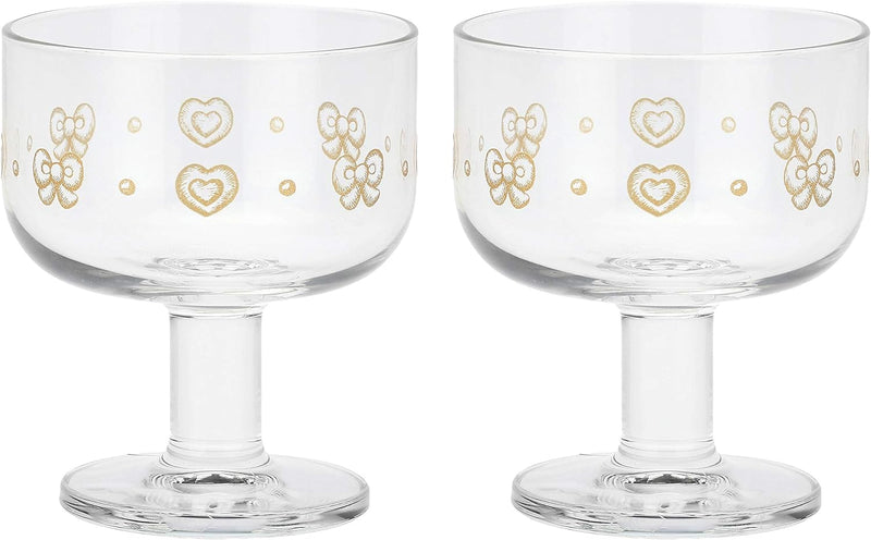 THUN 2er Set Mehrzweckschalen aus Glas mit kurzem Stiel Gold Icons