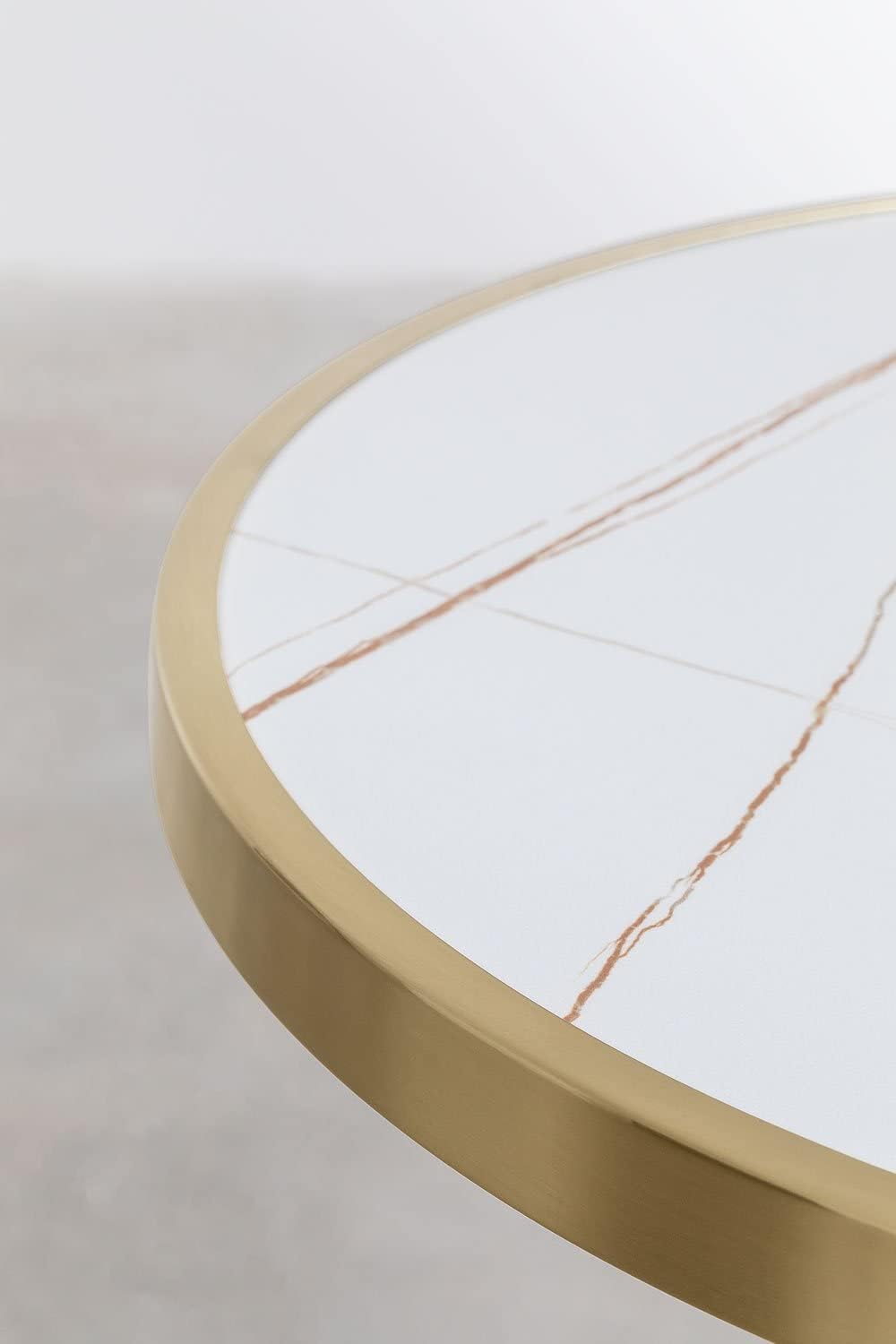 SKLUM Runder Stehtisch aus Steinzeug (Ø60 cm) Manhattan Weiss Gold Champagne, Weiss Gold Champagne