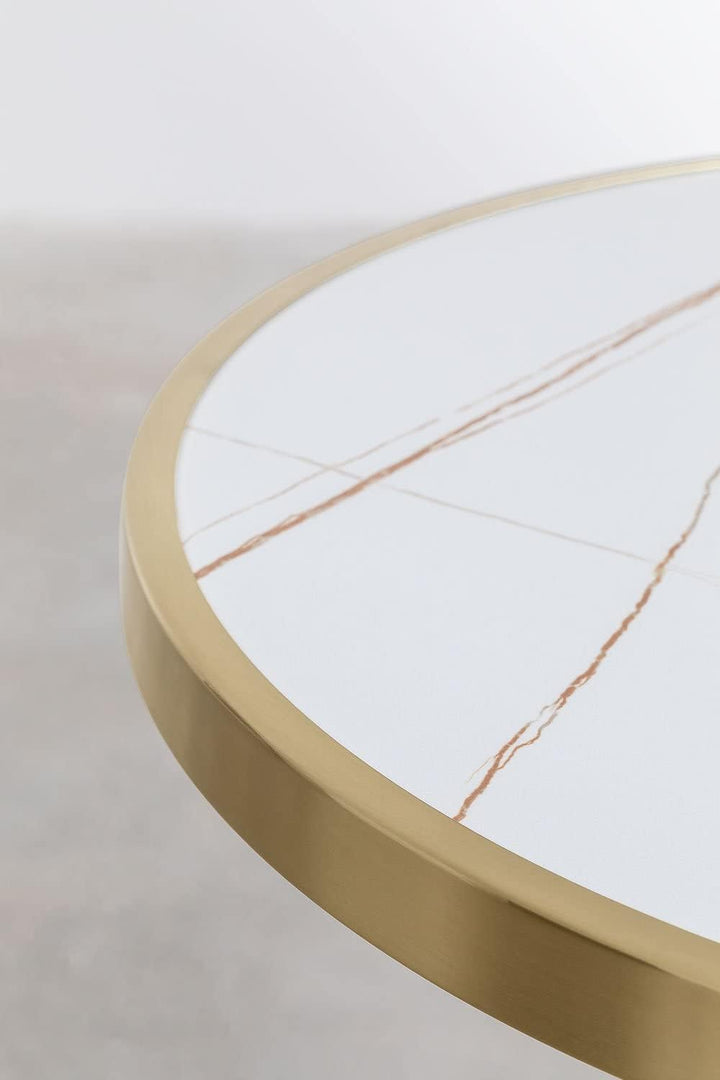 SKLUM Runder Stehtisch aus Steinzeug (Ø60 cm) Manhattan Weiss Gold Champagne, Weiss Gold Champagne