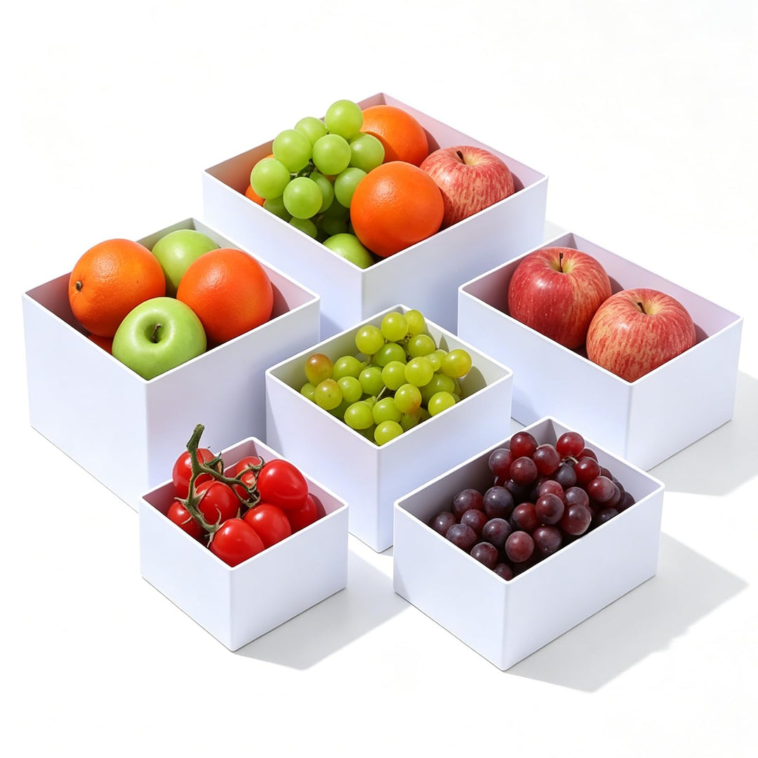 BORDEAG 6 Stück Buffet Ständer 3'' - 8'', Acryl Weiss Kuchenständer Display Riser Bis 20 cm/8”, Kuns