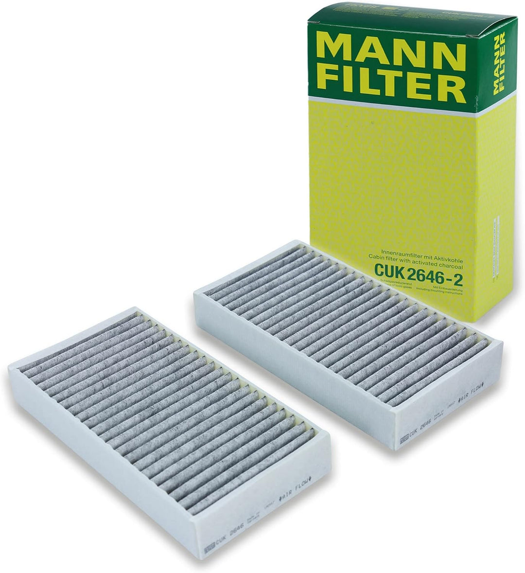 MANN-FILTER CUK 2646-2 Innenraumfilter – Kabinenluftfilter Satz (2er Set) mit Aktivkohle – Für PKW C