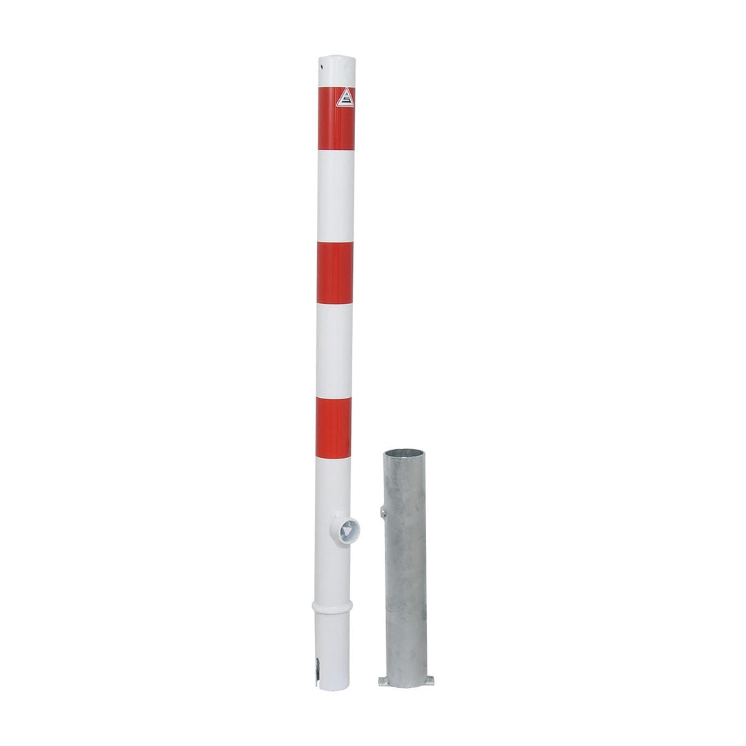 Absperrpfosten 2-er Set, herausnehmbar per Dreikantverschluss, zum Einbetonieren, aus Stahlrohr Ø 60