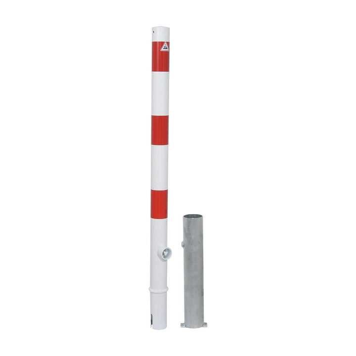 Absperrpfosten 2-er Set, herausnehmbar per Dreikantverschluss, zum Einbetonieren, aus Stahlrohr Ø 60