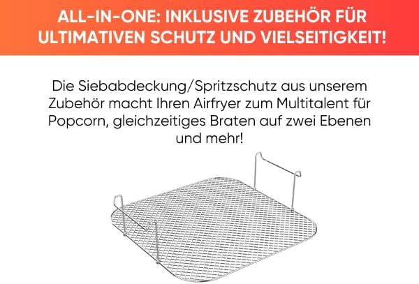 ERATEC AF-66 Heissluftfritteuse XXL 5,5L 1500W Air Fryer ohne Öl Heisluftfritöse mit LED Touchscreen