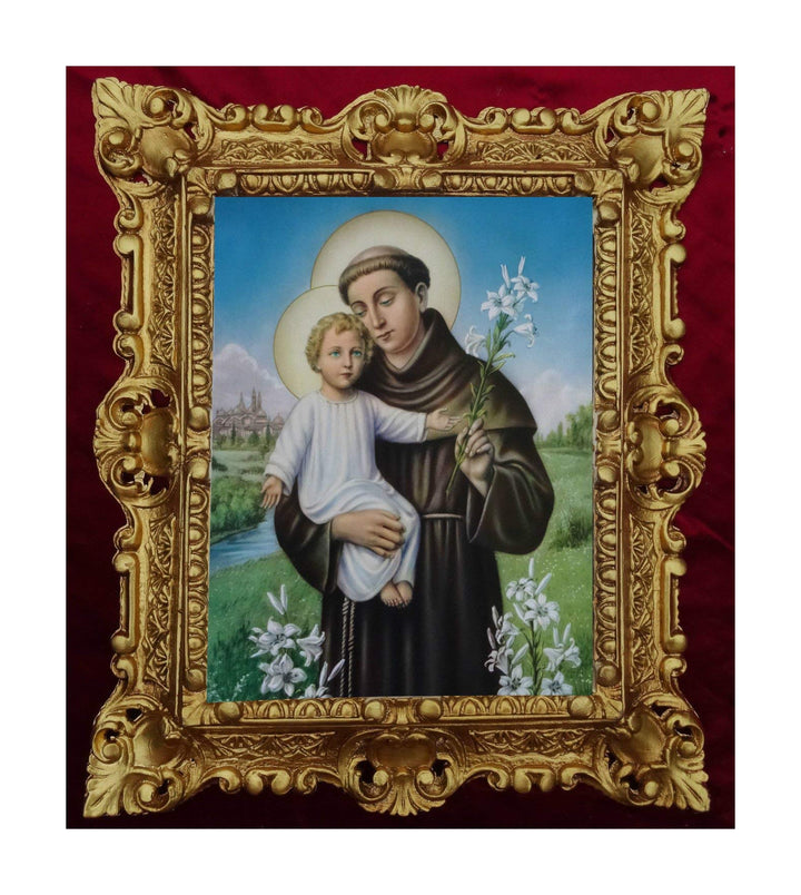 GEMÄLDE S. Antonius von Padua IKONEN BILDER ANTIK BAROCK LOOK 45x38cm Bild ReligIös 48B
